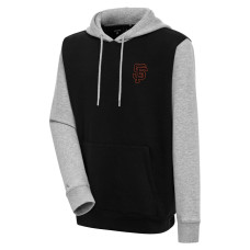 Adult Men's San Francisco Giants Antigua Victory Pullover baseball Hoodie - Black/Heather Gray