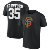 Adult Men's Brandon Crawford San Francisco Giants Player Icon Name & Number baseball T-shirt - Black
