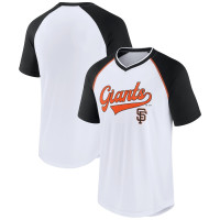 Adult Men's Men's White/Black San Francisco Giants Show The Leather Raglan V-Neck baseball T-shirt