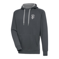 Adult Men's San Francisco Giants Antigua Metallic Victory Pullover baseball Hoodie - Charcoal