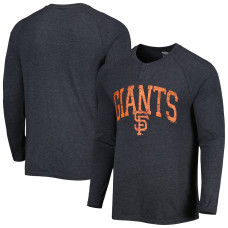 Adult Men's San Francisco Giants Concepts Sport Inertia Raglan Long Sleeve Henley baseball T-shirt - Black
