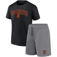 Adult Men's San Francisco Giants Arch baseball T-shirt & Shorts Combo Set - Black/Heather Gray