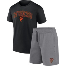 Adult Men's San Francisco Giants Arch baseball T-shirt & Shorts Combo Set - Black/Heather Gray