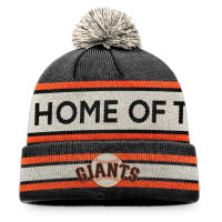 Adult Men's San Francisco Giants Hometown Slogan Cuffed Knit Hat with Pom - Black/Natural