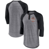 Adult Men's San Francisco Giants Iconic Above Heat Speckled Raglan Henley 3/4 Sleeve baseball T-shirt - Heathered Gray/Black