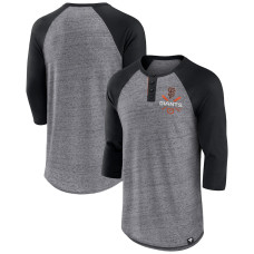 Adult Men's San Francisco Giants Iconic Above Heat Speckled Raglan Henley 3/4 Sleeve baseball T-shirt - Heathered Gray/Black