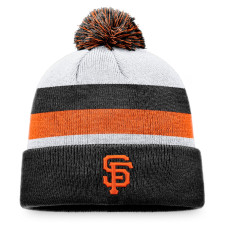 Adult Men's San Francisco Giants Stripe Cuffed Knit Hat with Pom - Black