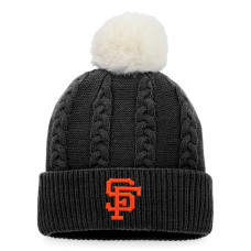 Women's San Francisco Giants Cable Cuffed Knit Hat with Pom - Black