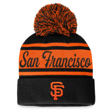 Women's San Francisco Giants Script Cuffed Knit Hat with Pom - Black/Orange