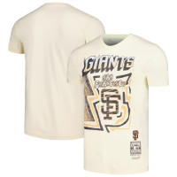 Adult Men's San Francisco Giants Mitchell & Ness Cooperstown Collection Sidewalk Sketch baseball T-shirt - Cream