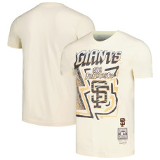 Adult Men's San Francisco Giants Mitchell & Ness Cooperstown Collection Sidewalk Sketch baseball T-shirt - Cream