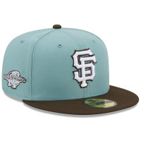 Adult Men's San Francisco Giants New Era 2002 World Series Beach Kiss 59FIFTY Fitted Hat - Light Blue/Brown