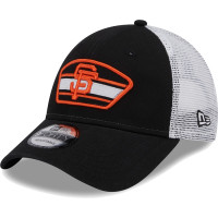 Adult Men's San Francisco Giants New Era Logo Patch 9FORTY Trucker Snapback Hat - Black/White Adult Men's San Francisco Giants New Era Logo Patch 9FORTY Trucker Snapback Hat - Black/White