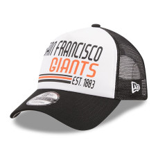 Adult Men's San Francisco Giants New Era Stacked A-Frame Trucker 9FORTY Adjustable Hat - White/Black Adult Men's San Francisco Giants New Era Stacked A-Frame Trucker 9FORTY Adjustable Hat - White/Black