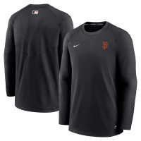 Adult Men's San Francisco Giants Authentic Collection Logo Performance Long Sleeve baseball T-shirt - Black