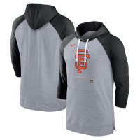 Adult Men's San Francisco Giants Baseball Raglan 3/4-Sleeve Pullover baseball Hoodie - Heather Gray/Heather Black