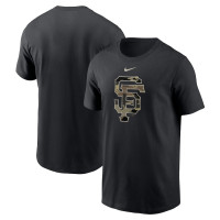 Adult Men's San Francisco Giants Team Camo Logo baseball T-shirt - Black