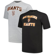 Adult Men's San Francisco Giants Profile Big & Tall baseball T-shirt Combo Pack - Black/Heather Gray
