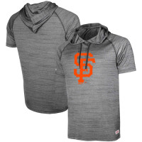 Adult Men's San Francisco Giants Stitches Raglan Short Sleeve Pullover baseball Hoodie - Heathered Black
