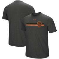 Adult Men's San Francisco Giants Under Armour Stripe Logo Tri-Blend baseball T-shirt - Heathered Charcoal