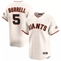 San Francisco Giants Pat Burrell #5 Men's Cream Home Limited Retired Player Jersey