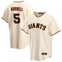 San Francisco Giants Pat Burrell #5 Men's Cream Home Retired Player Replica Jersey