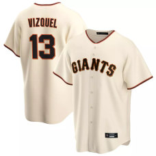 San Francisco Giants Omar Vizquel #13 Men's Cream Home Retired Player Replica Jersey