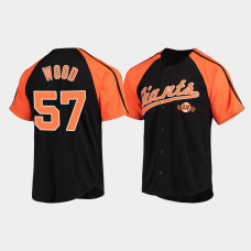 #57 Alex Wood Men's Black Button-Down Raglan San Francisco Giants Replica Jersey