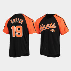 #19 Gabe Kapler Men's Black Button-Down Raglan San Francisco Giants Replica Jersey