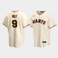 Men's San Francisco Giants #9 Brandon Belt Cream Replica Home Jersey