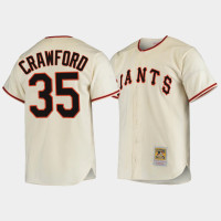 Men's San Francisco Giants #35 Brandon Crawford Cream 1954 Authentic Home Cooperstown Collection Jersey