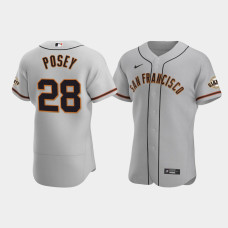 Men's San Francisco Giants #28 Buster Posey Gray Authentic 2020 Road Jersey Men's San Francisco Giants #28 Buster Posey Gray Authentic 2020 Road Jersey