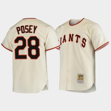 Men's San Francisco Giants #28 Buster Posey Cream 1954 Authentic Home Cooperstown Collection Jersey Men's San Francisco Giants #28 Buster Posey Cream 1954 Authentic Home Cooperstown Collection Jersey