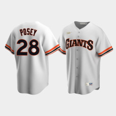 Men's San Francisco Giants #28 Buster Posey Cooperstown Collection Home White Jersey Men's San Francisco Giants #28 Buster Posey Cooperstown Collection Home White Jersey
