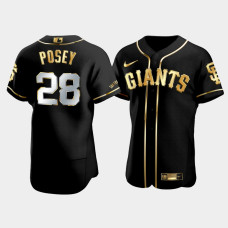 Men's San Francisco Giants Buster Posey #28 Black Golden Edition Authentic Jersey Men's San Francisco Giants Buster Posey #28 Black Golden Edition Authentic Jersey