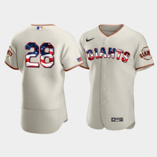 Men's San Francisco Giants #28 Buster Posey Cream 4th of July 2020 Stars & Stripes Jersey Men's San Francisco Giants #28 Buster Posey Cream 4th of July 2020 Stars & Stripes Jersey