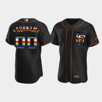 #00 Custom San Francisco Giants Men's Black On-Field 2022 Pride Month Edition Jersey #00 Custom San Francisco Giants Men's Black On-Field 2022 Pride Month Edition Jersey