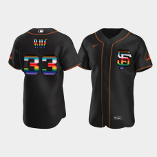 #33 Darin Ruf San Francisco Giants Men's Black On-Field 2022 Pride Month Edition Jersey