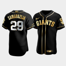 Men's San Francisco Giants Jeff Samardzija #29 Black Golden Edition Authentic Jersey