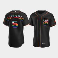 #5 Mike Yastrzemski San Francisco Giants Men's Black On-Field 2022 Pride Month Edition Jersey #5 Mike Yastrzemski San Francisco Giants Men's Black On-Field 2022 Pride Month Edition Jersey