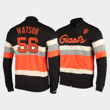 Men's San Francisco Giants Tony Watson Black Front Stripe Mitchell & Ness Full-Zip Sweater