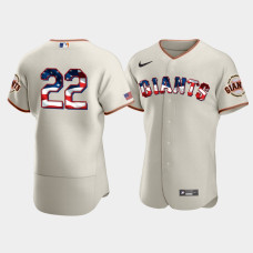 Men's San Francisco Giants #22 Will Clark Cream 4th of July 2020 Stars & Stripes Jersey