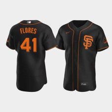 Men's San Francisco Giants Wilmer Flores Black Authentic Alternate Jersey