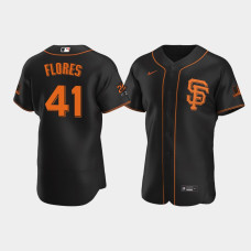 Men's San Francisco Giants #41 Wilmer Flores Black Authentic Alternate Jersey