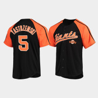 #5 Mike Yastrzemski Men's Black Button-Down Raglan San Francisco Giants Replica Jersey #5 Mike Yastrzemski Men's Black Button-Down Raglan San Francisco Giants Replica Jersey