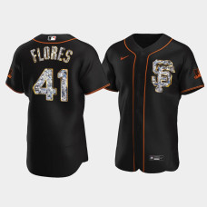 San Francisco Giants Wilmer Flores Men's Black Jersey - Diamond Edition