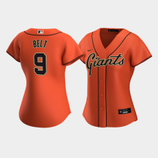 Women's San Francisco Giants Brandon Belt #9 Orange Replica Nike 2020 Alternate Jersey
